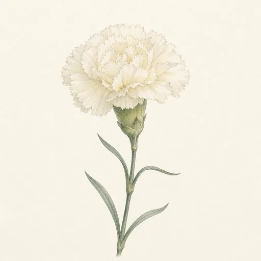 白いカーネーションの水彩画